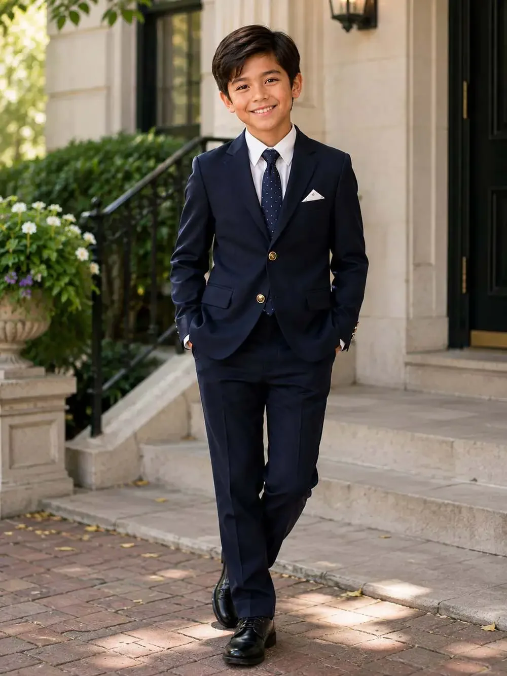 Tommy Hilfiger Boys Navy 2-Piece Suit Jacket & Pants Size 10 EUC
